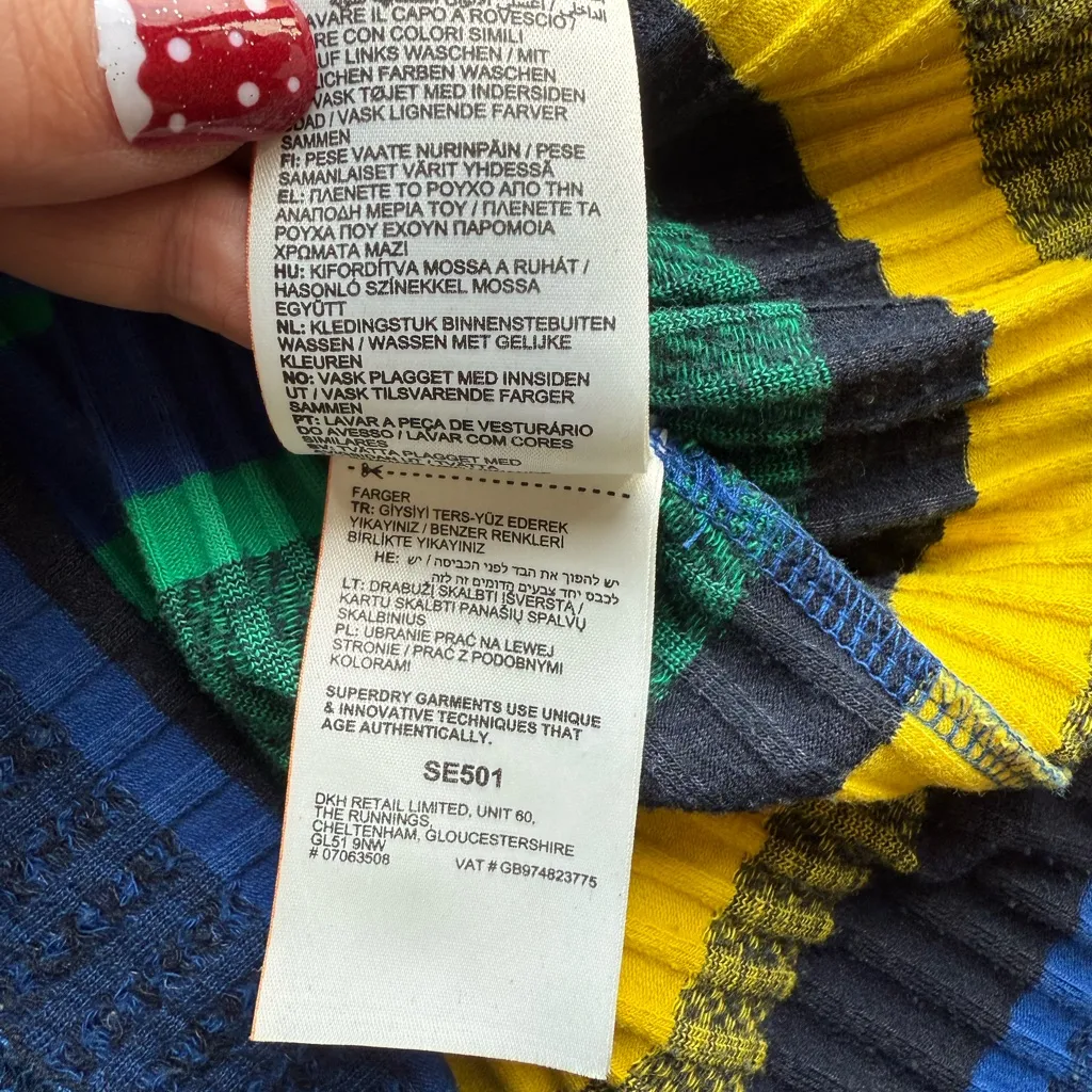 Superdry Sleeveless Ribbed Knitted Midi Dress Sz US4 Stretchy Multicolor Striped - Image 10