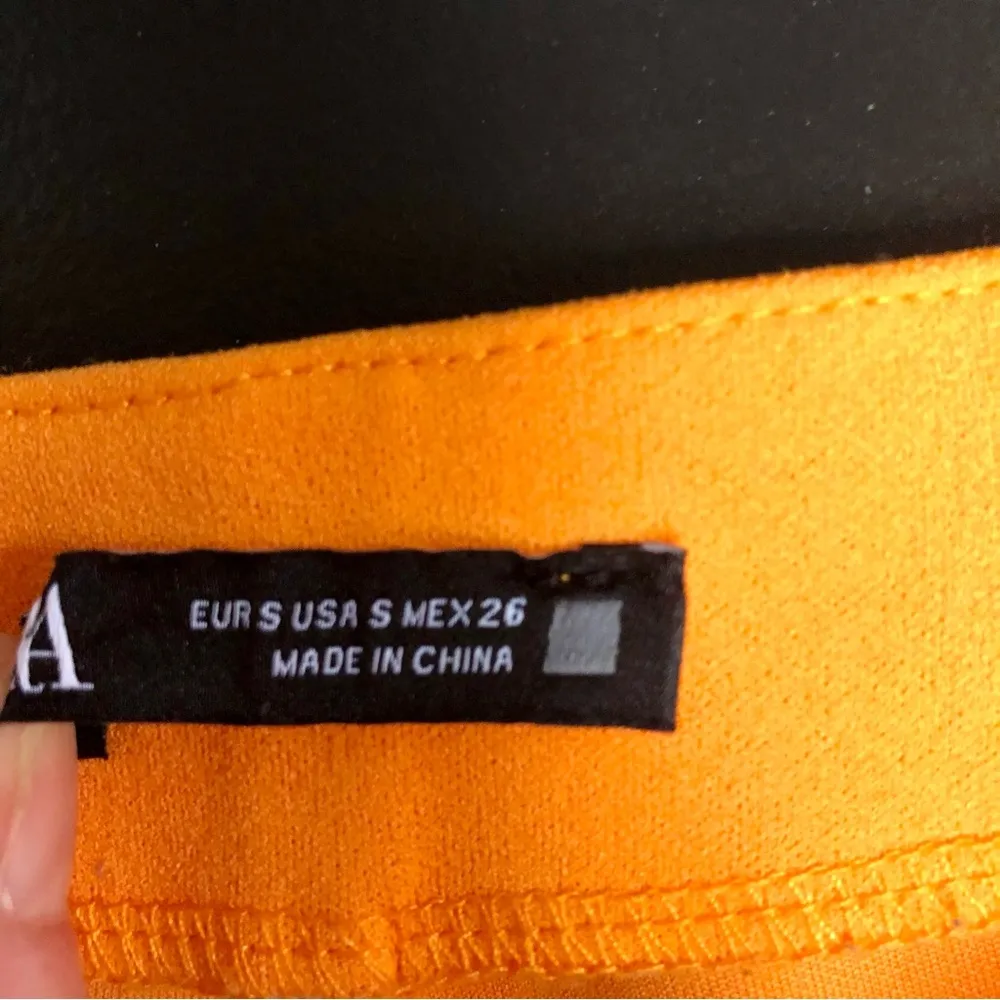 Zara Neon Orange Flare Leg Pants Stretchy Leggings Tangerine Long Pull On Bright - Image 4