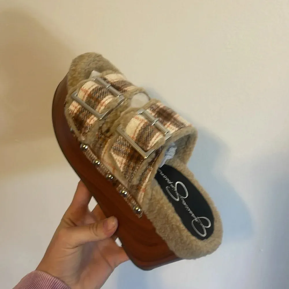 Jessica Simpson Cyriss Platform Wedge Sandal in Plaid With Buckle size 6 - Image 7