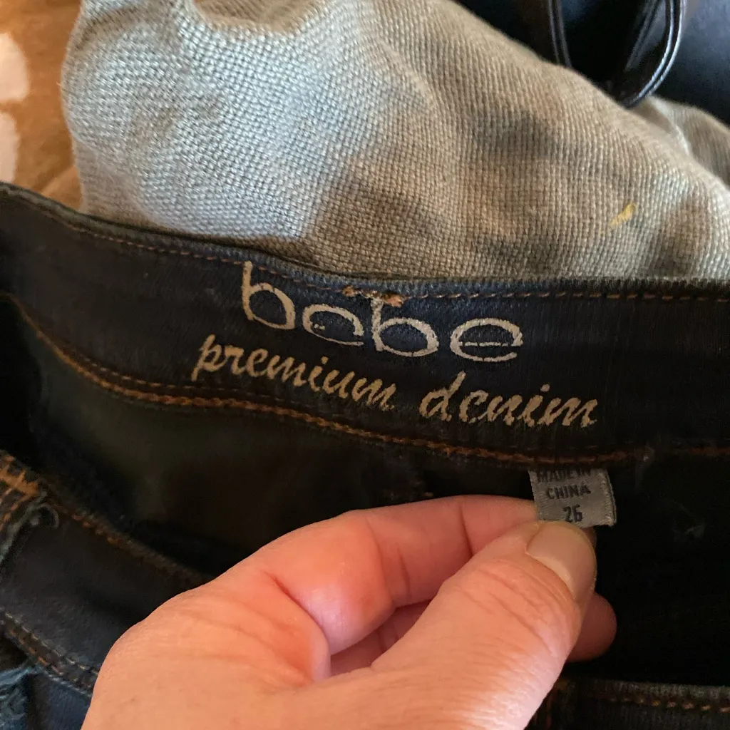 Vintage y2k Bebe Low Rise Flared Jeans embroidered pockets Boho Western Fall - Image 11