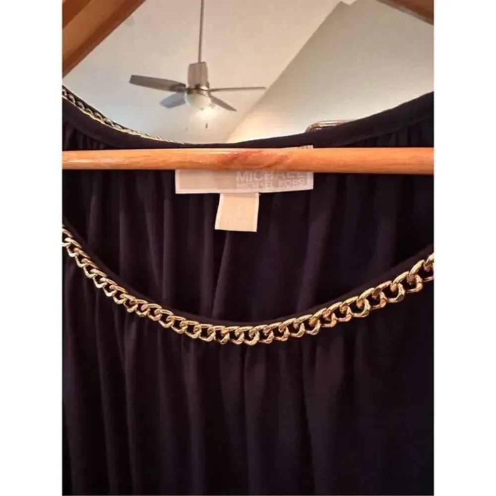 Michael Kors Dolman Cold Shoulder Top Size Small Chain Link Blue - Image 2