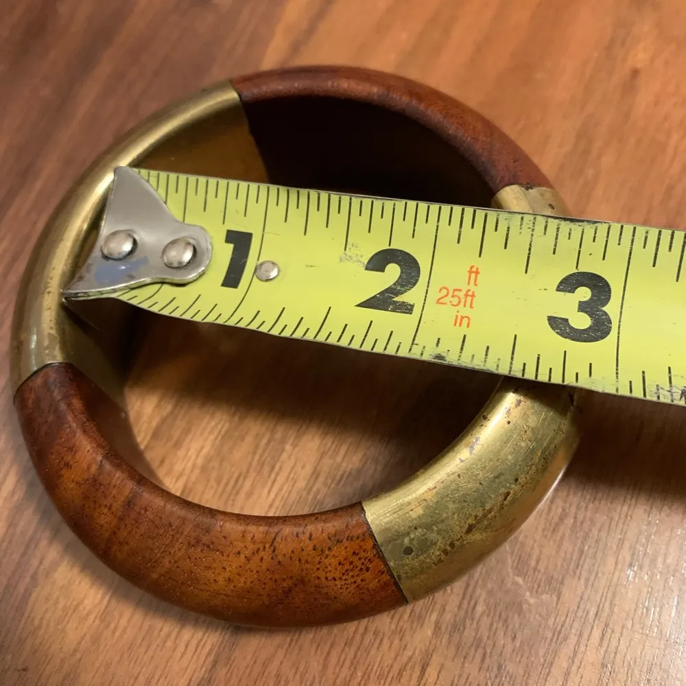 Chunky Wooden and brass Bangle Bracelet - Image 12