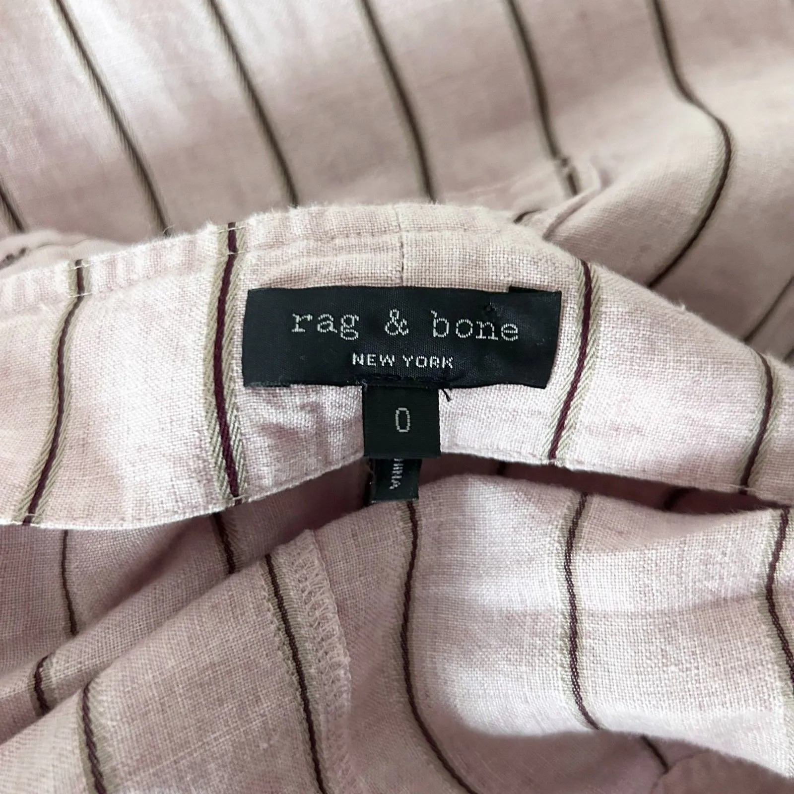 Rag & Bone Nina Tank Linen Blend Jumpsuit Overalls in Pinstripe Pink Size 0 - Image 5