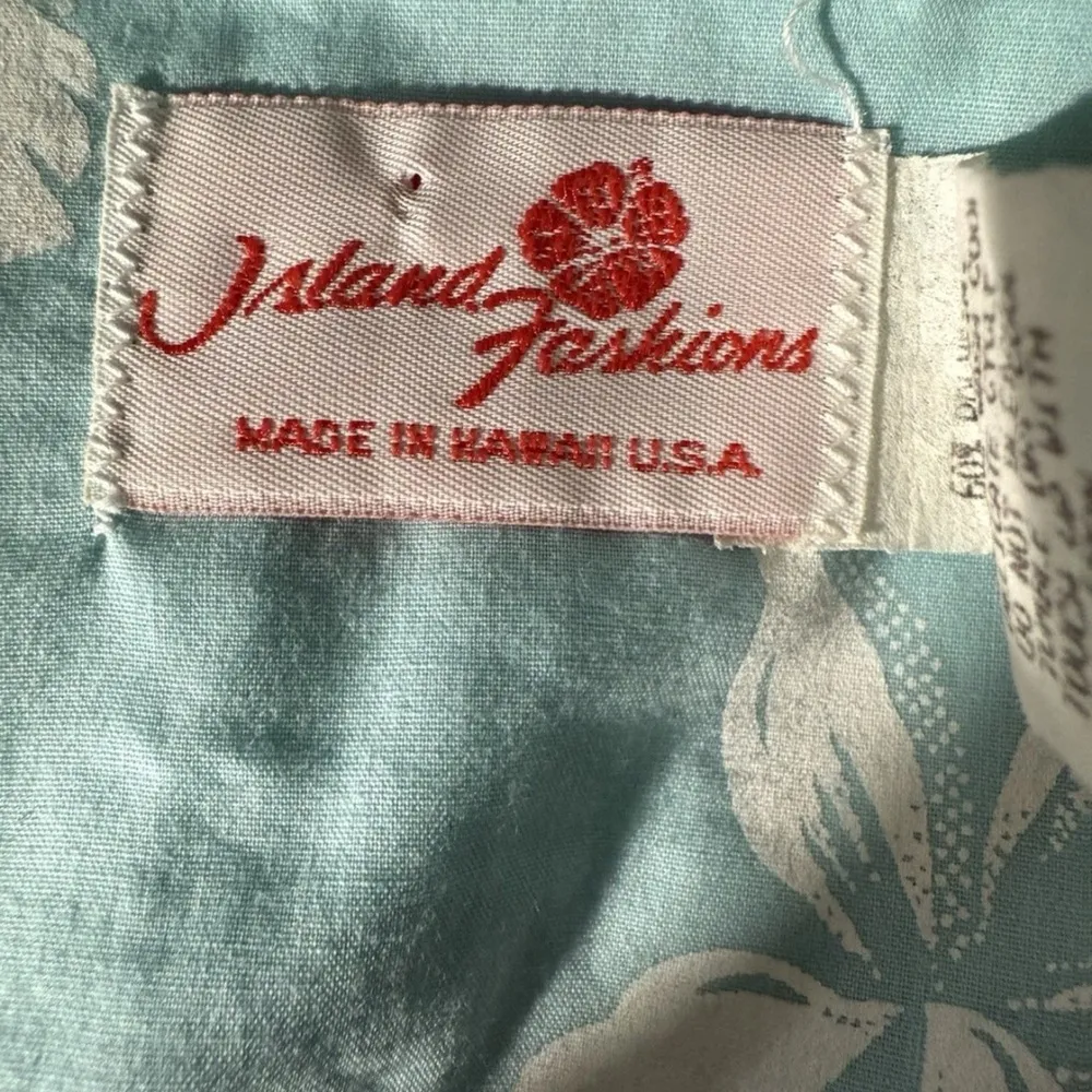 Island Fashions Light Blue Hawaiian Hibiscus Floral Dress Ruffles Size 16 - Image 7