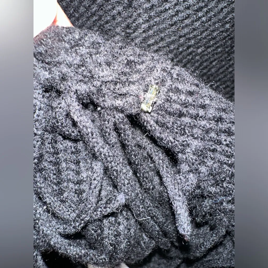 Sportmax Max Mara Heavyweight Cable Knit Mini Cowl Neck Sweater Dress EUC Size M Black Size M - Image 5