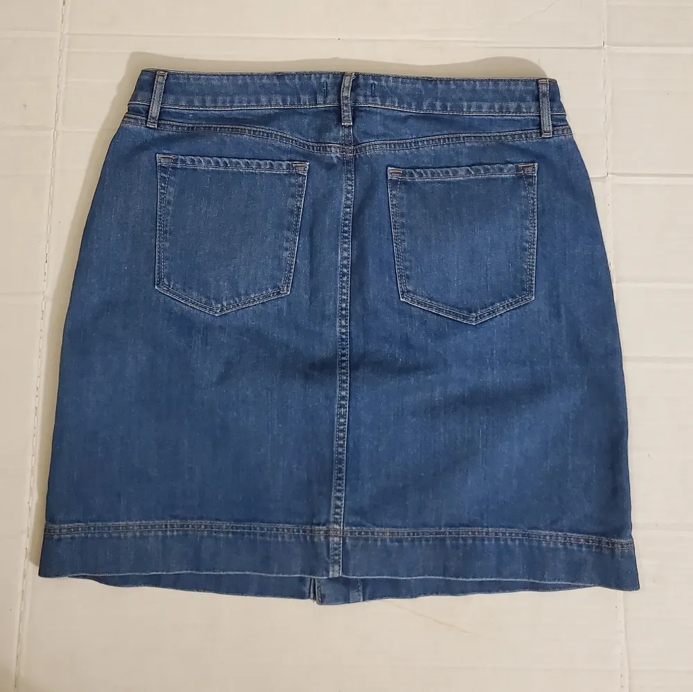LOFT Womens Blue Denim Front Button Down Skirt 12 - Image 8