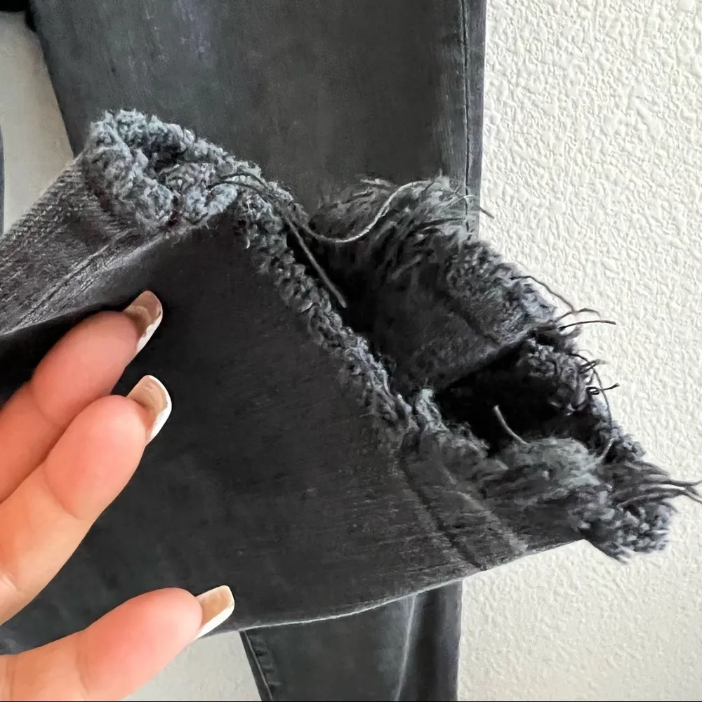 FRAME Denim Le Skinny de Jeanne Crop Washed Black Raw Hem 28 - Image 10