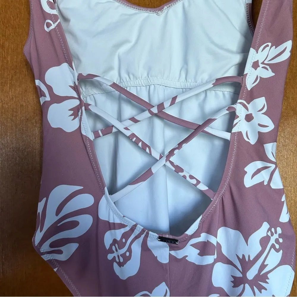 Ele Swims Chloe One Piece Swimsuit in Aloha Mauve Floral Size Medium Pink - Image 5