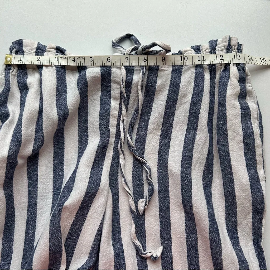 beachlunchlounge Navy and White Striped Cropped Pants - Image 7