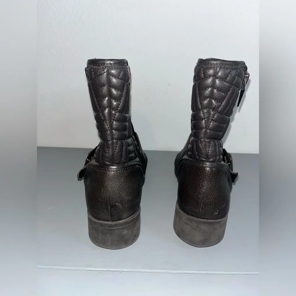 Calvin Klein Edgy Streetwear Rauline Black Quilted Ankle Moto Walden Boots Sz 9 - Image 3
