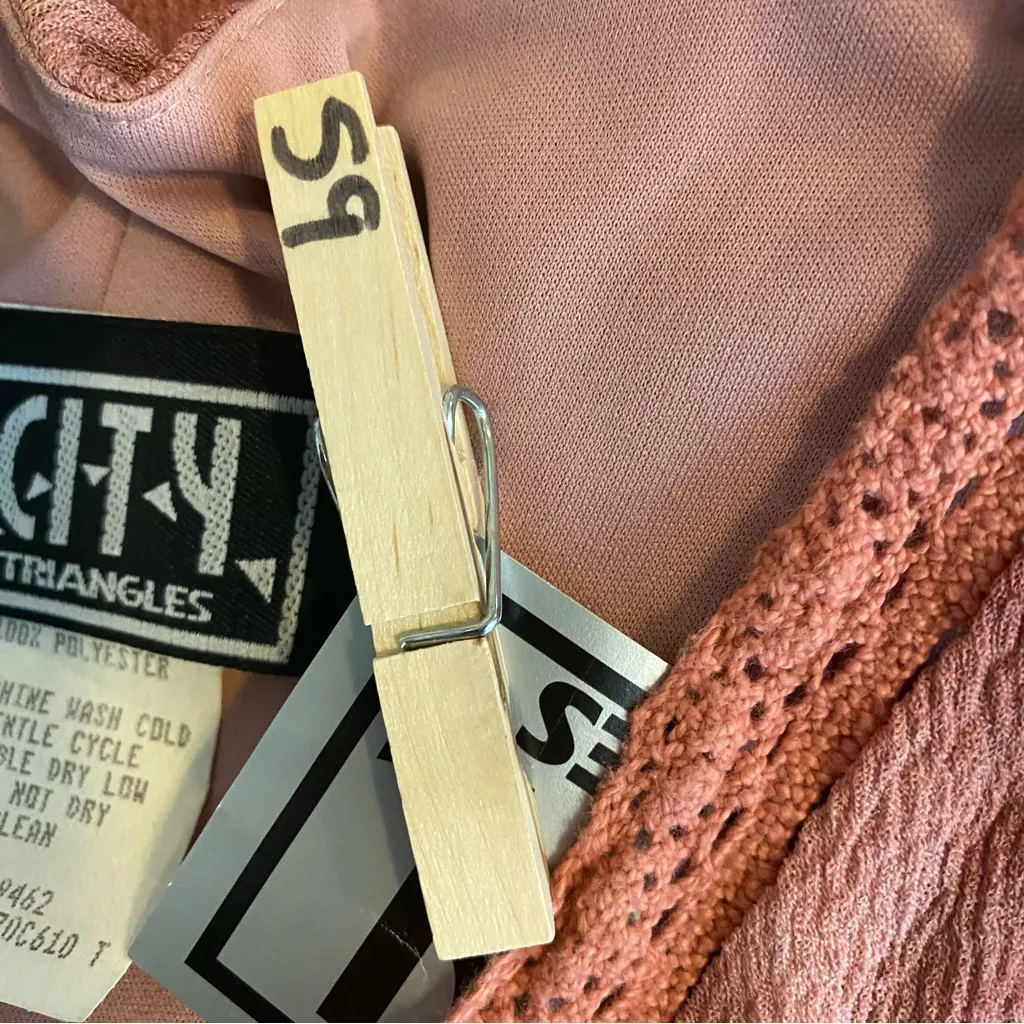 Vintage 90s/Y2K City Triangles Flouncy Mini/Midi‎ Dress Tie Straps Flirty medium - Image 8