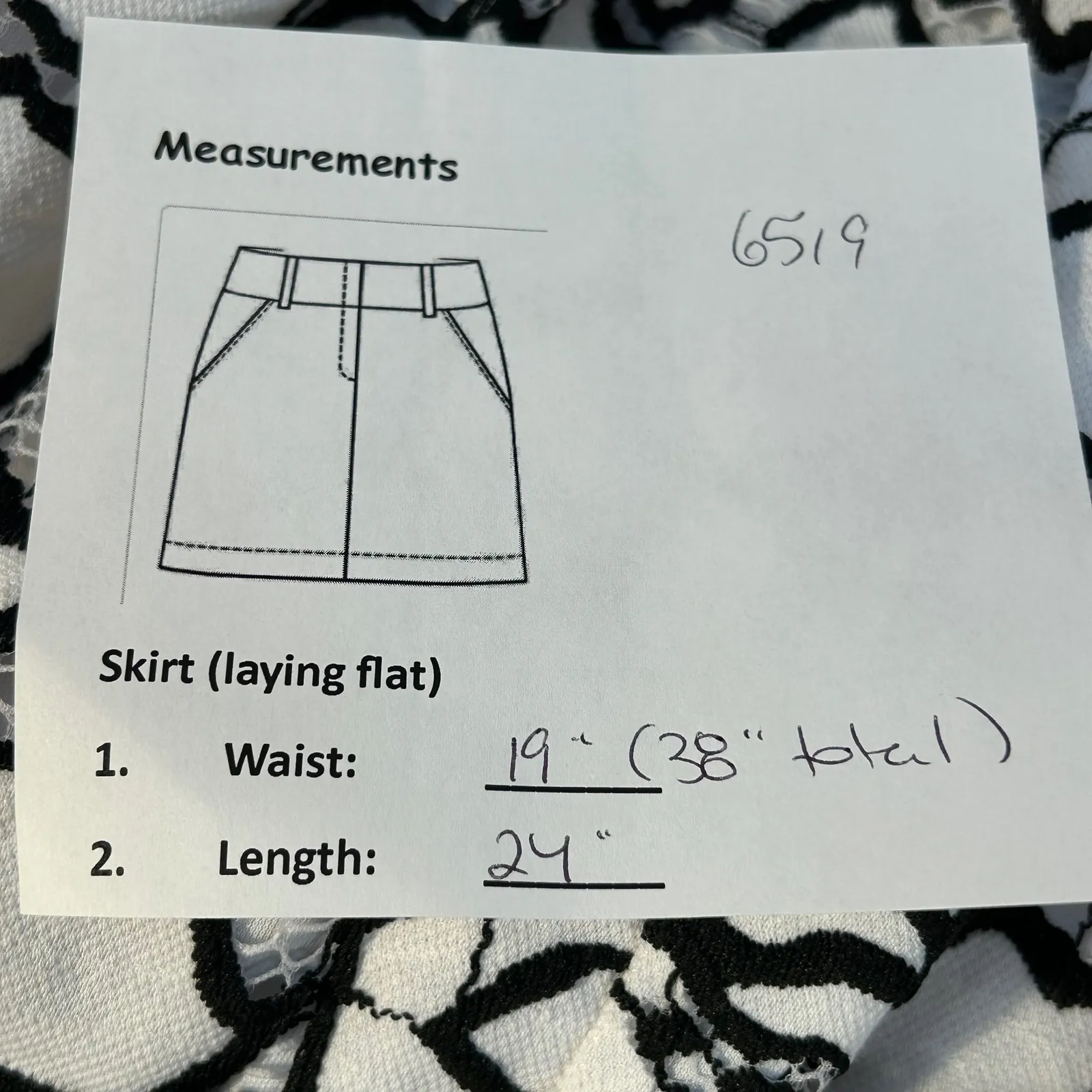 Liz Claiborne Career Black White Floral Lace Pencil Skirt Women's Size 16 - Image 4