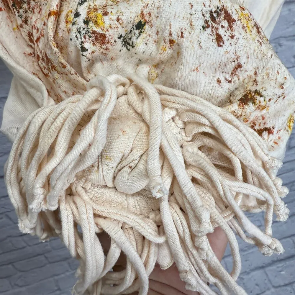 Vintage Decosport 3/4 Sleeve Womens Top Hand painted Mountain Tree Size L Ivory Size L - Image 3