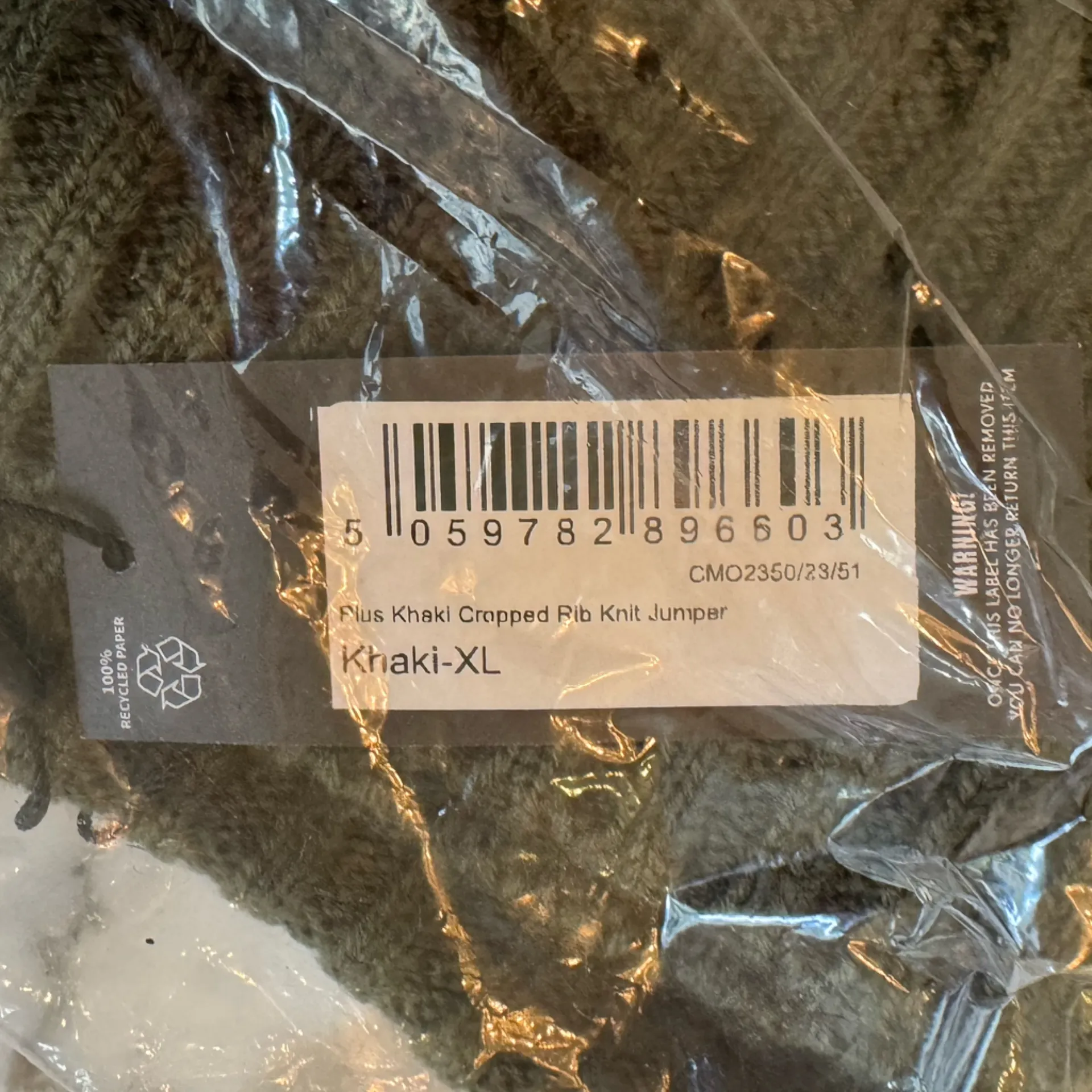 NWT PrettyLittleThing Plus Sweater Size Khaki Green Ribbed Cropped Knit Sz XL - Image 11