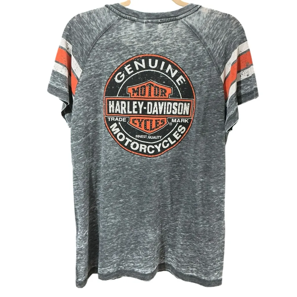 HARLEY-DAVIDSON Genuine Oil Can Burnout Tee XXL 22.5” P2P Gray/Orange EUC - Image 6