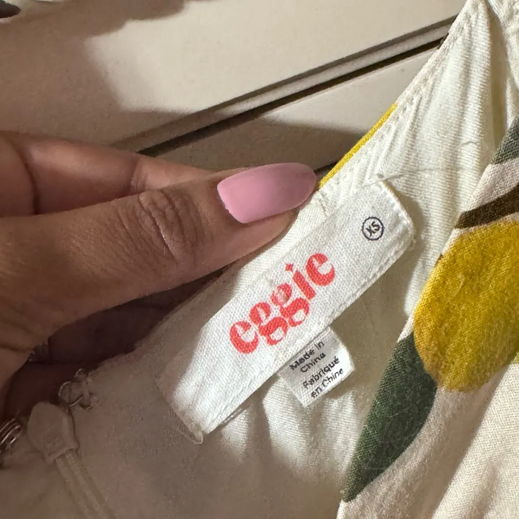 Lemon Print Mini Dress Yellow Size XS - Image 6