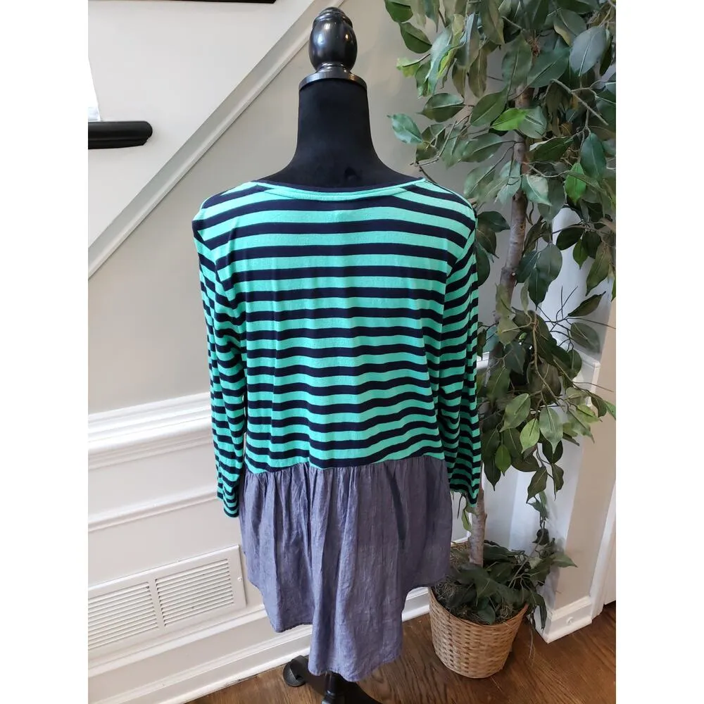 Women's Crown & Ivy Green Striped Long Sleeve Top XL Pullover Outdoor - Image 11