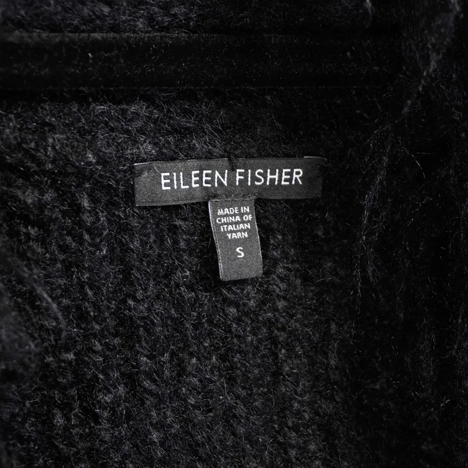 Eileen Fisher  Mohair Wool Blend Shaggy Knit Sleeveless Open Front Sweater Vest S - Image 2