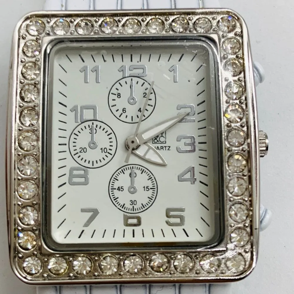 Ny & co ladies Quartz analog rhinestones watch 31mm 7”-7.5” new battery - Image 2
