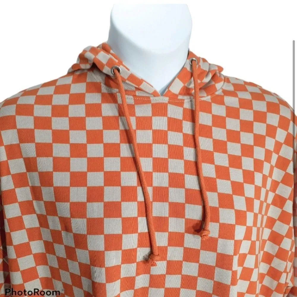 ⭐️Missguided Checkered Hooded Tunic Orange 4 - Image 3