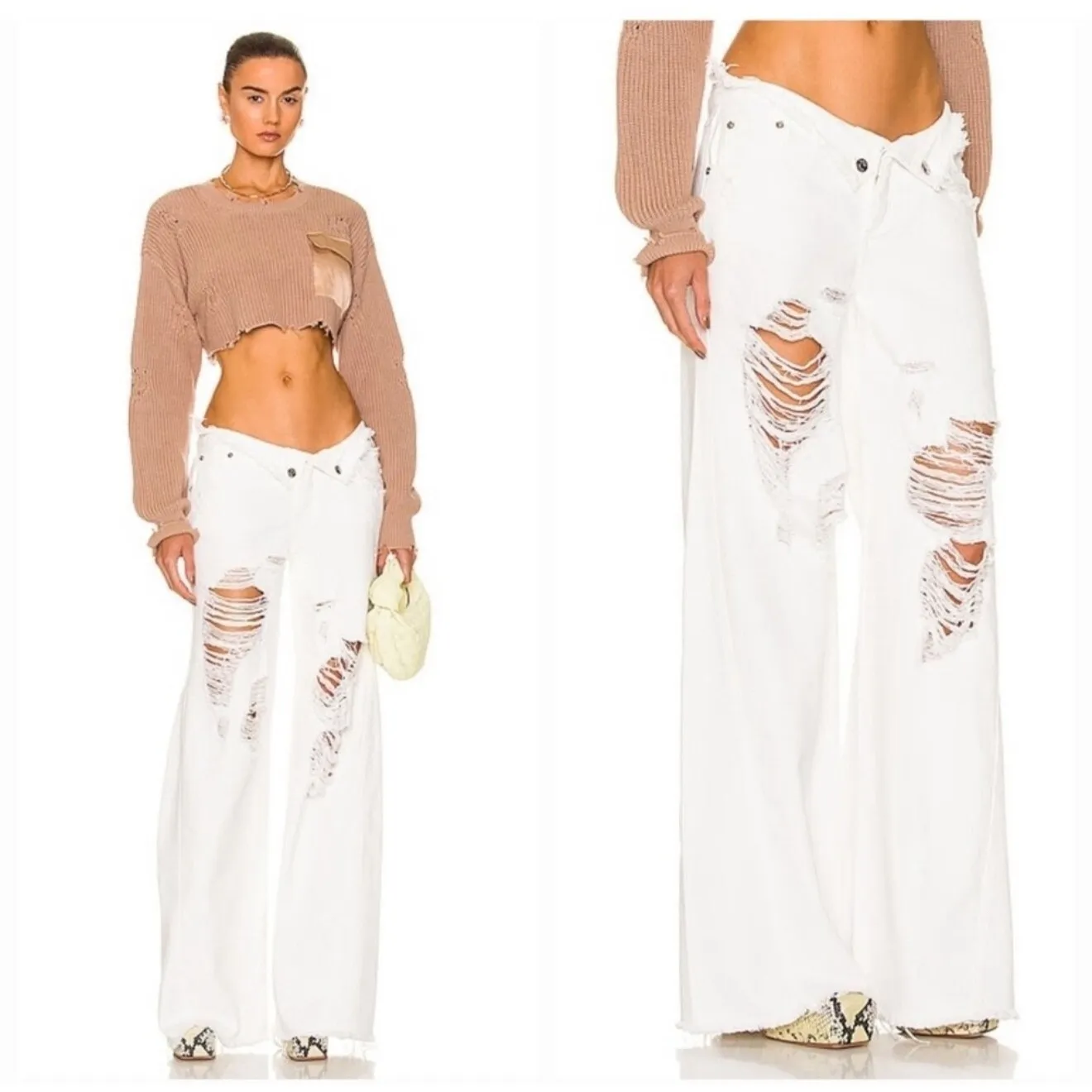 NWT SER.O.YA Ollie Distressed WideLeg Jeans White Sz 27‎ $275 - Image 6