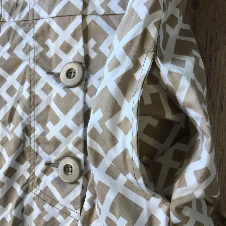 New Retro Jacket Women S 4 6 Lattice Trellis Print Mod 60s 70 Preppy Bell Sleeve Gray - Image 7