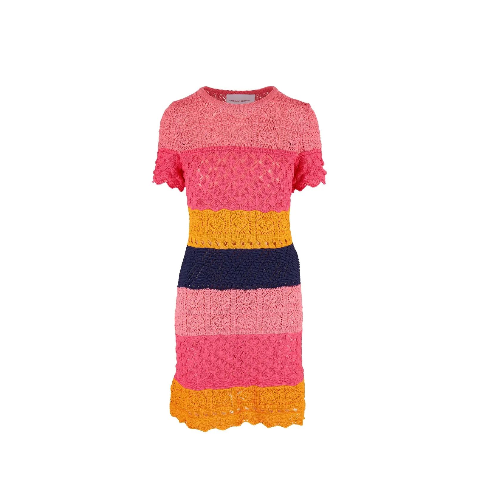 Carolina Herrera Colorblock Crochet Knit Minidress Size Medium - Image 3