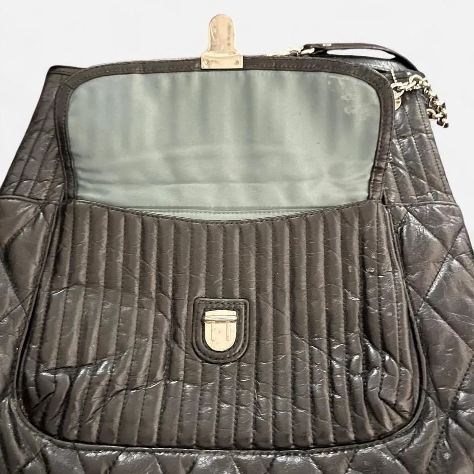 Vintage Coach Poppy Quilted Black Leather Chain Tote Bag - Image 3