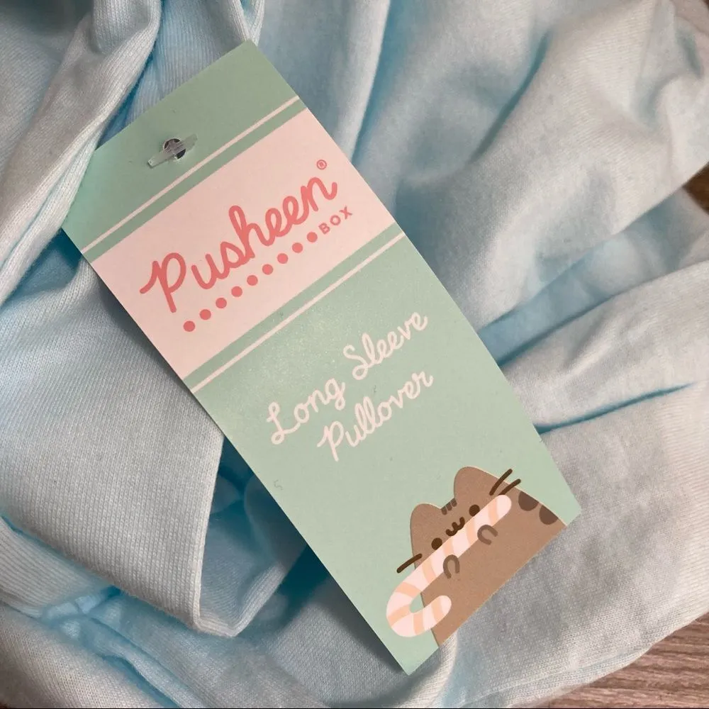 Pusheen Light Blue Holiday Themed Long Sleeve T Shirt Large NWT Winter 2021 Box - Image 5