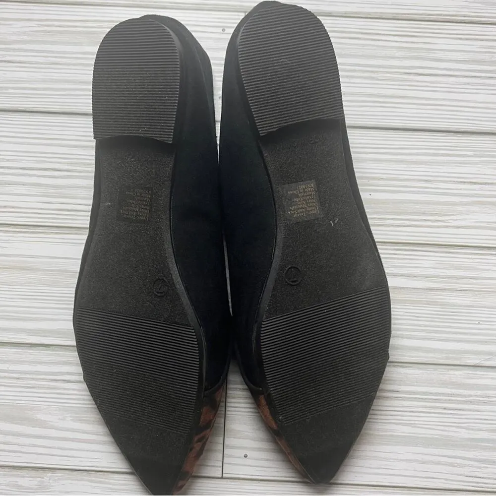 Gap Women’s  Black and Animal Print Pointed Toe D’Orsay Ballet Flats Sz 7 - Image 4