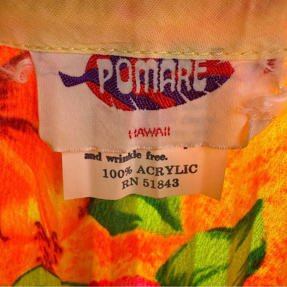 Pomare Hawaii Poncho Blouse Top Pleated Psychedelic Tropical Floral Vtg 60s OS‎ Size undefined - Image 2