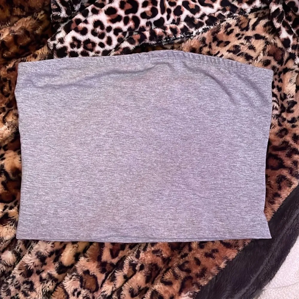 Cutest Simple Light Gray Cropped Tube Top - Image 2