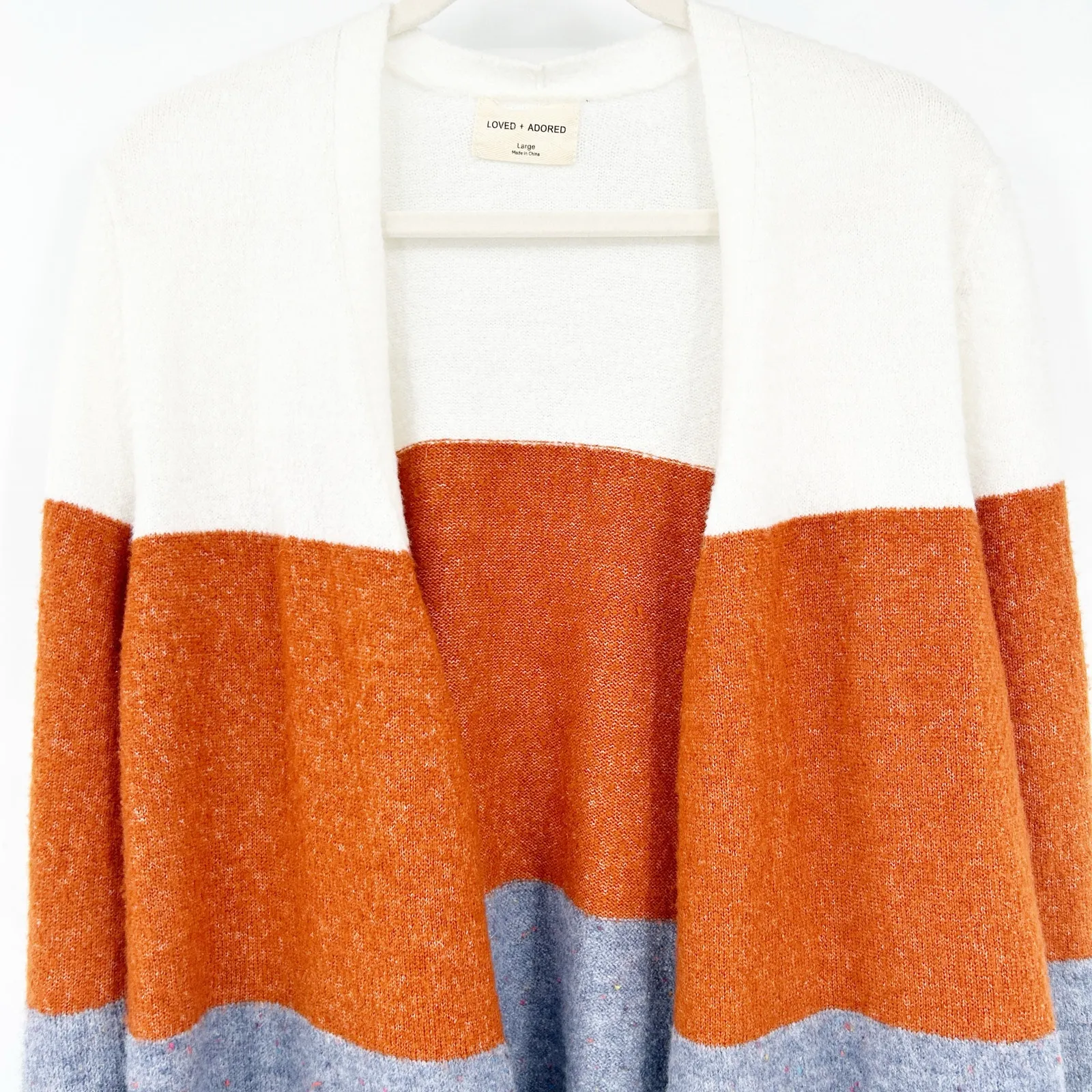 Loved + Adored Womens Fall Layer Colorblock Open Front Knit Longline Cardigan L Size L - Image 3