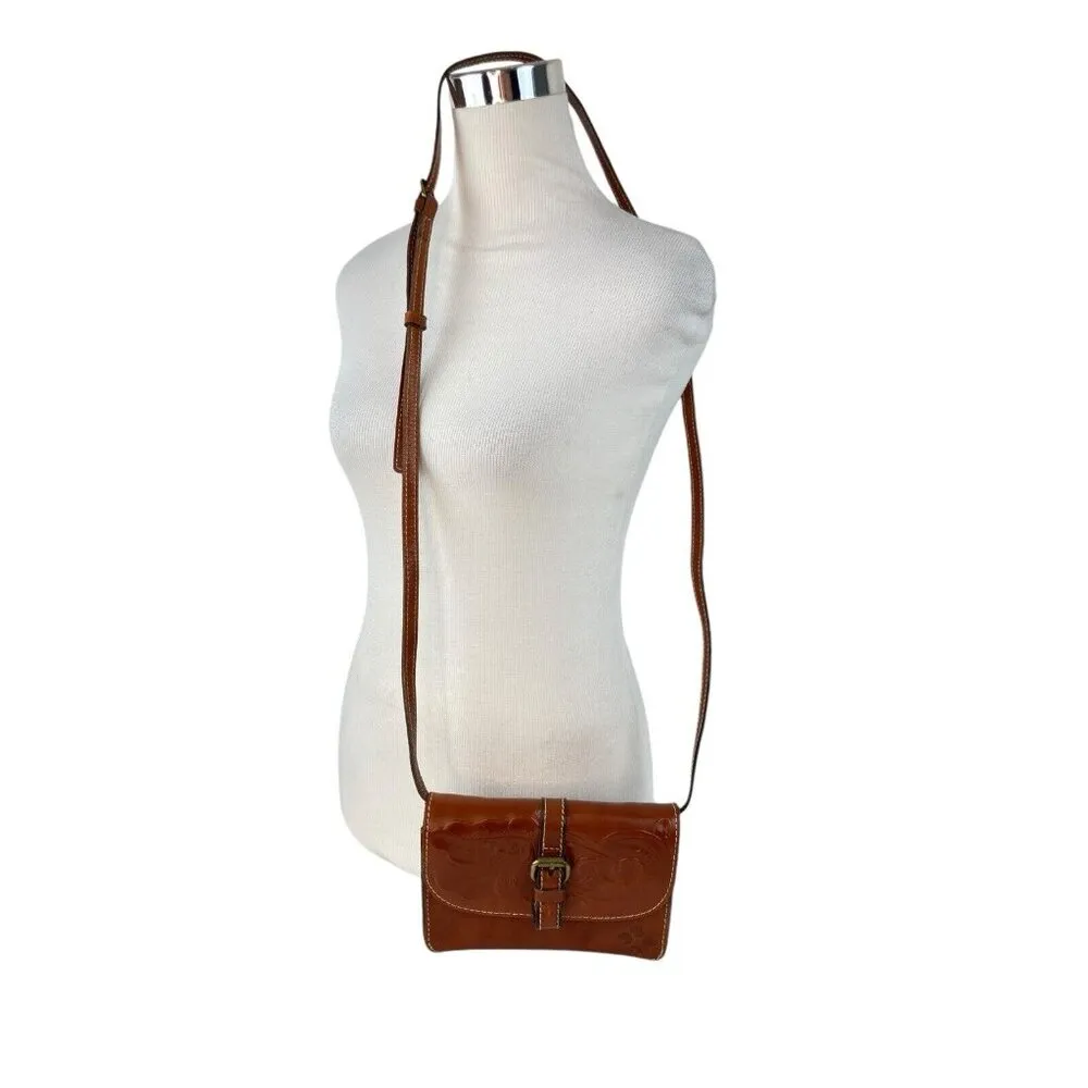 Patricia Nash Torri Tooled Leather Crossbody Bag Florence Tan Brown Western Boho - Image 2