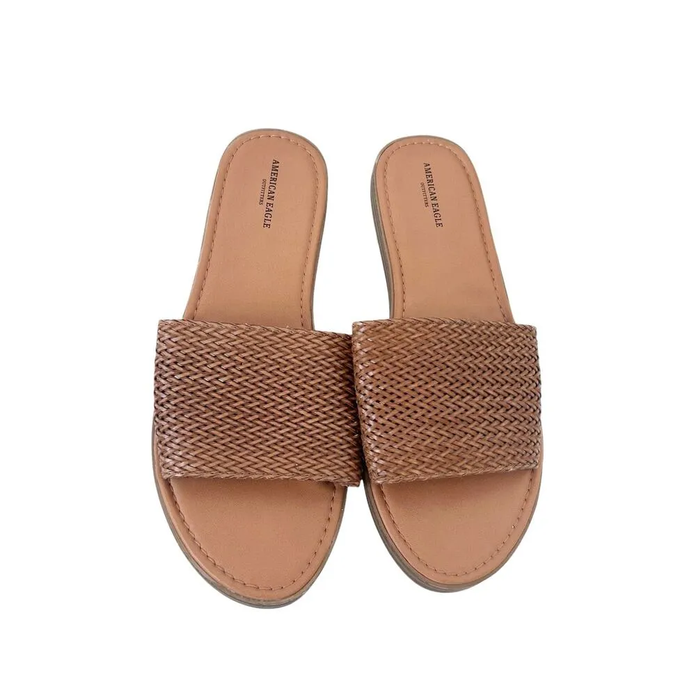 American Eagle Brown Braided Slides Sandals Sz 9 - Image 2