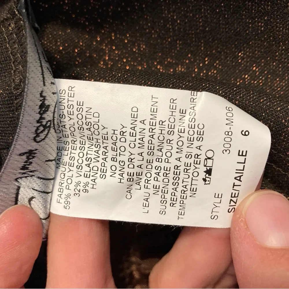 City Girl Nancy Bolen Sparkle Brown Pleated Straight Leg High Rise Slacks Pants Size 6 - Image 10