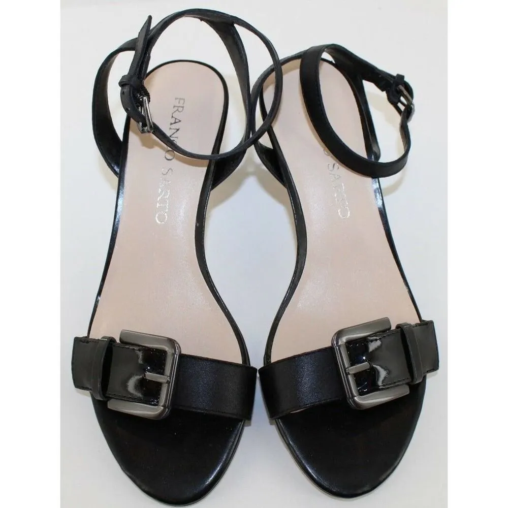 Franco Sarto Tarry Women Black Leather Heel Sandal - Image 3