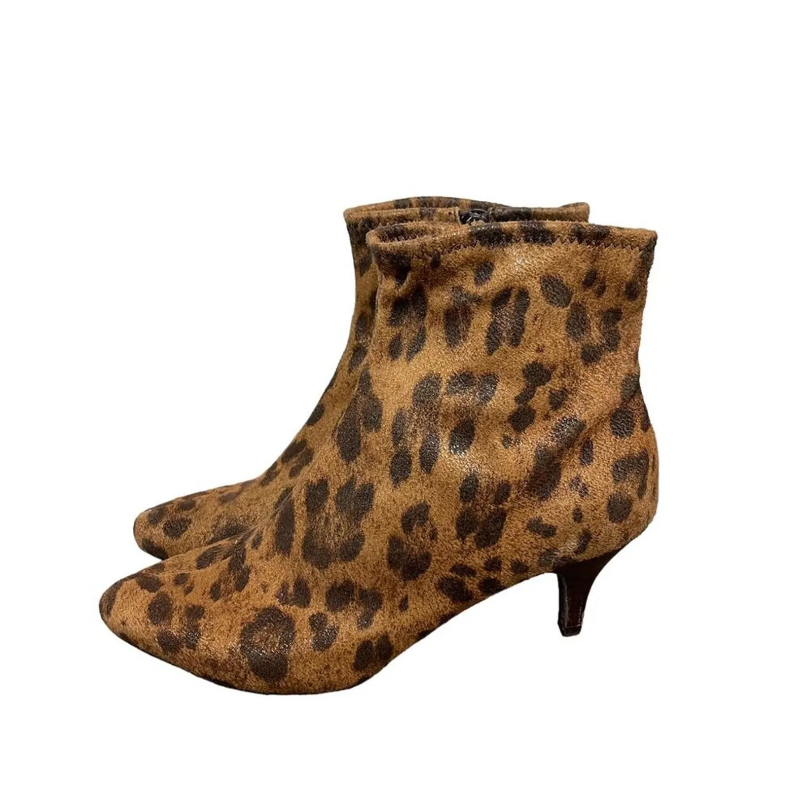 Impo Nevada Women's Brown Animal Print Kitten Heel Ankle Booties Zip Size 8M - Image 11