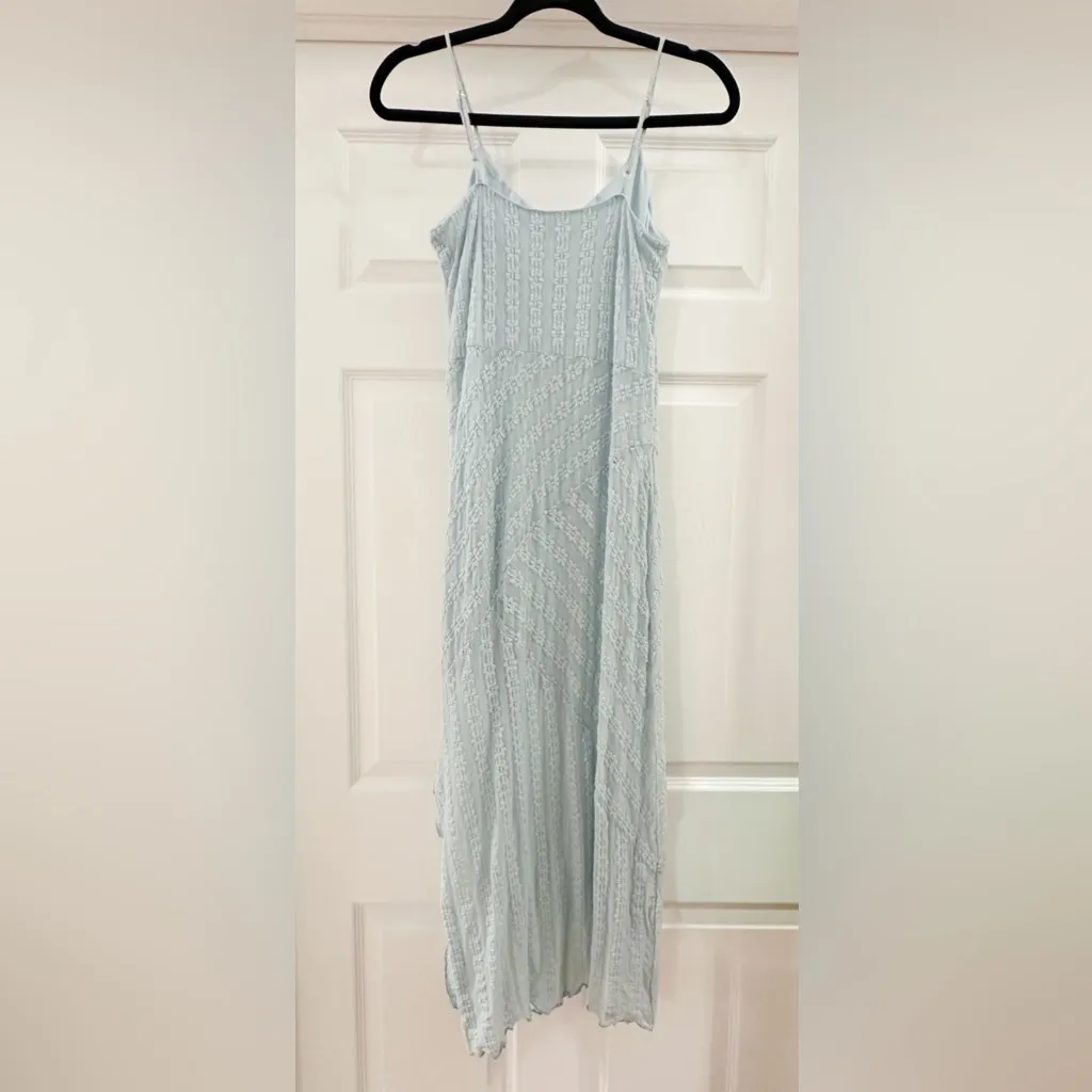 Kirious Los Angeles Floral Mesh Side Slit Stretch Maxi Dress Blue Sz Large - Image 4