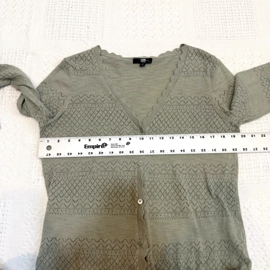 FRYE large button front cardigan sweater pointelle SP 3015 - Image 3