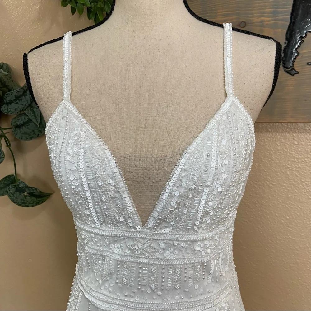 NWOT Lulus Stunning Vow White Beaded Sequin Maxi Dress - Image 7