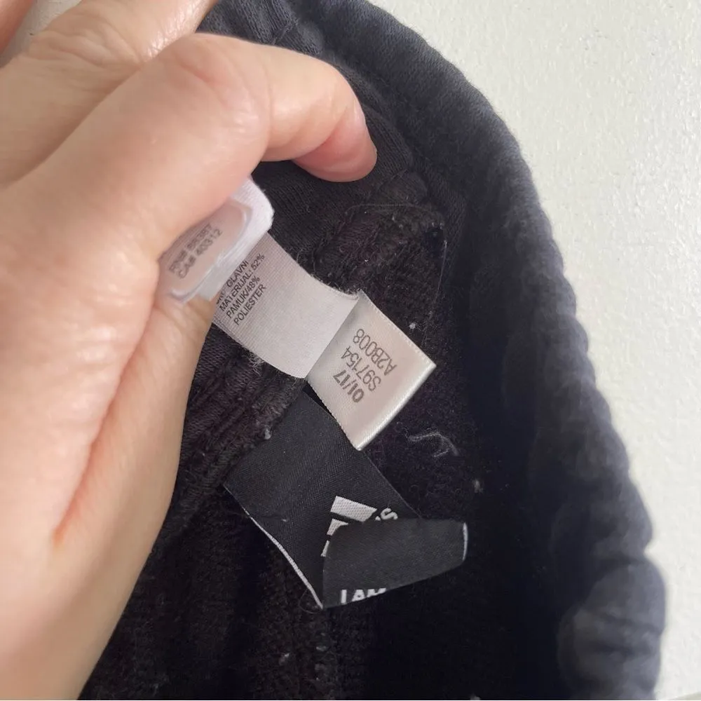 Adidas  Essentials Black White Spellout Linear Sweatpants - Image 7