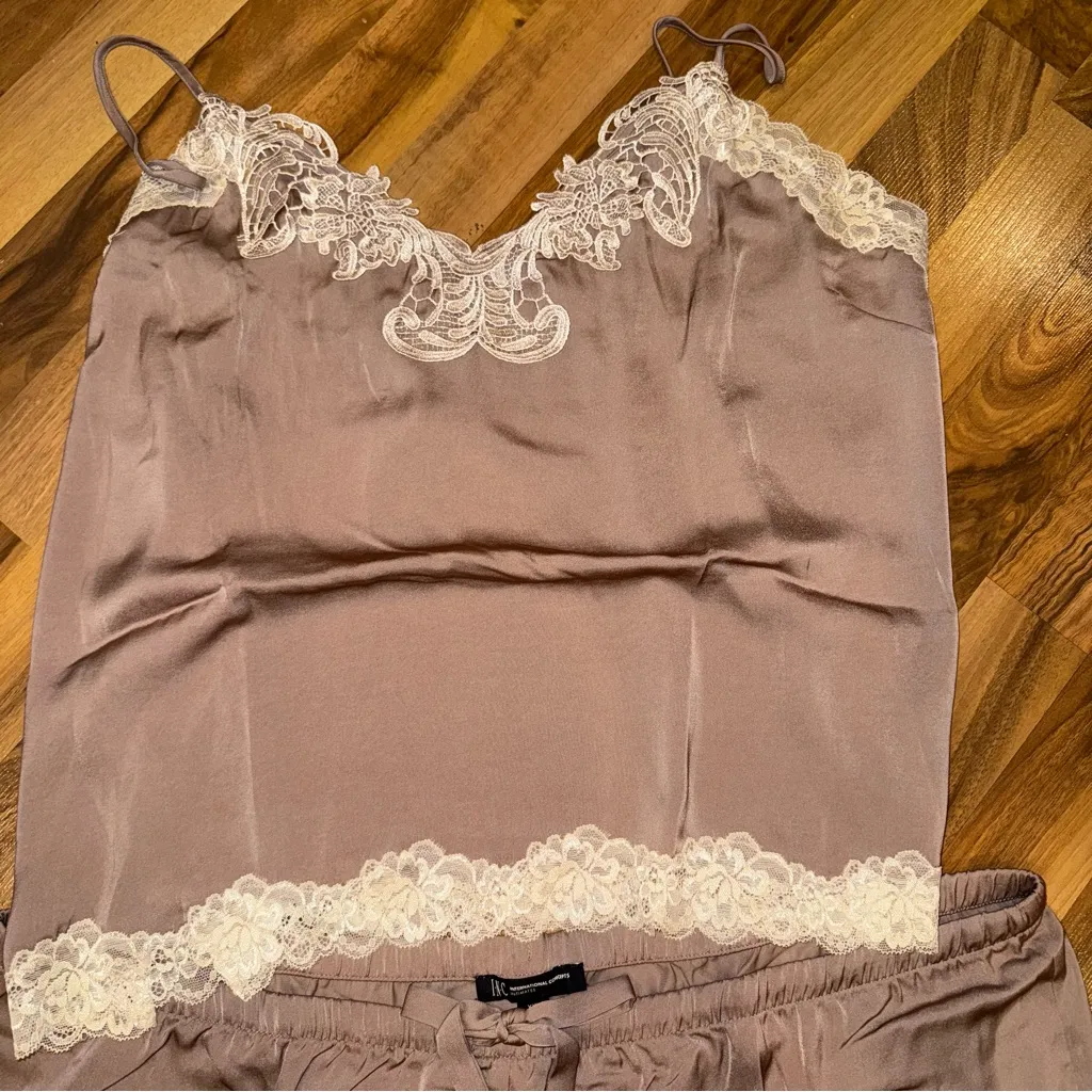 INC international concepts‎ coffe lace embroidered satin pj lounge set NWT XXL Brown - Image 3