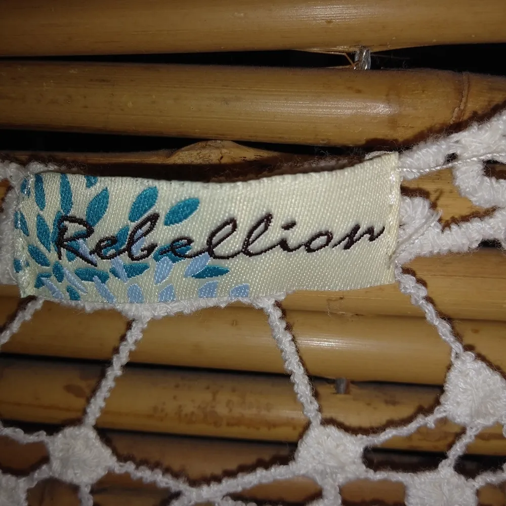 REBELLION L White String Knit Open Tunic Vest - Image 2