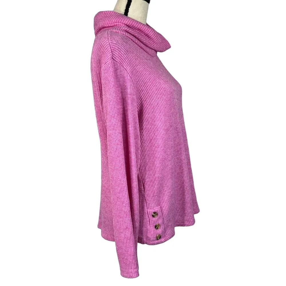 Croft & Barrow Medium Sweater Cowl Neck Tight-Knit Long Sleeve Stretch Pink - Image 2