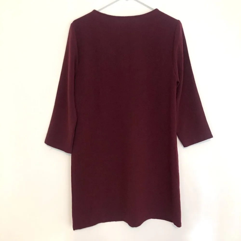 JACK BY BB DAKOTA Andra Dress Burgundy Maroon Red V-Neck 3/4 Sleeve Work Fall M - Image 12