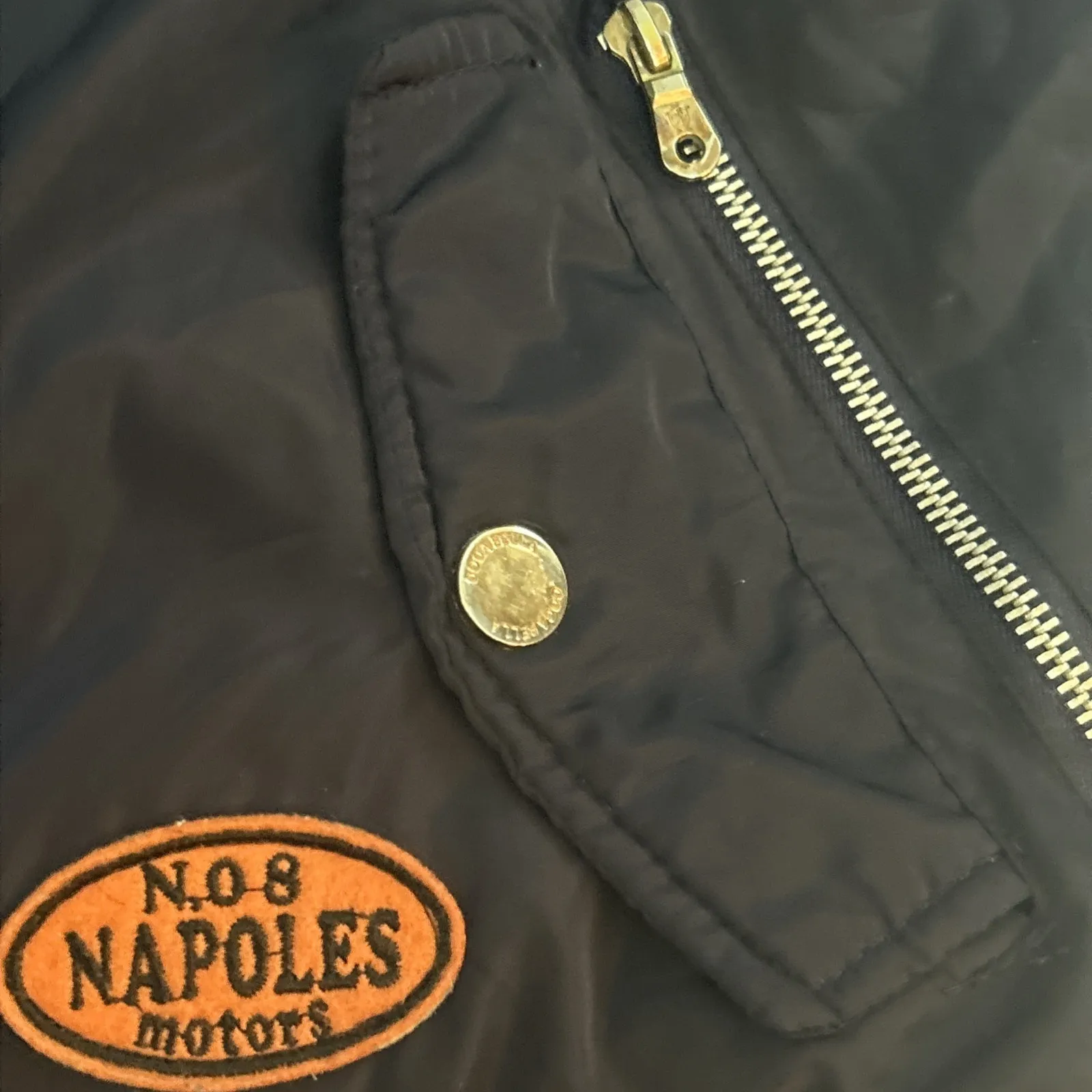 Coca Bella Moto‎ Racing Bomber Jacket – Navy Satin Patch Streetwear Y2K Style Blue Size 4 - Image 4