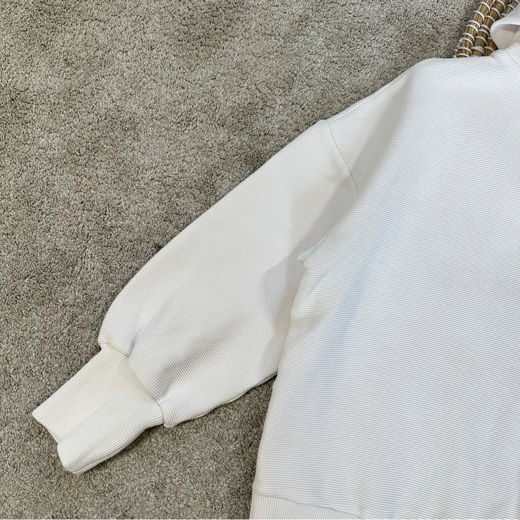 Varley Women’s Milton Sweatshirt Pullover Ottoman Turtleneck Side Zip in Egret S - Image 7