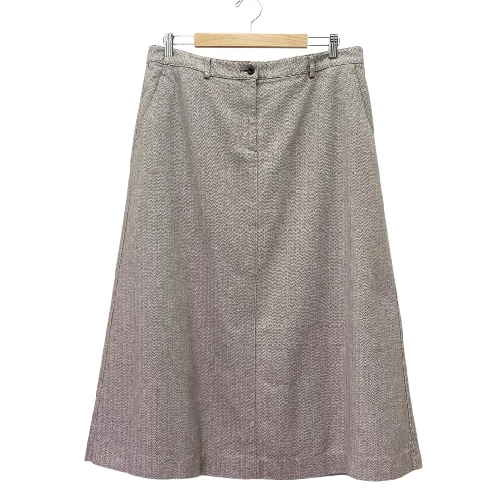Vintage L.L. Bean Herringbone Tweed Skirt Gray A - Image 2