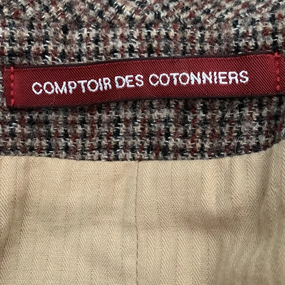 Comptoir Des Cotonniers Brown Wool Tweed Double Breasted Blazer Jacket Size undefined - Image 6